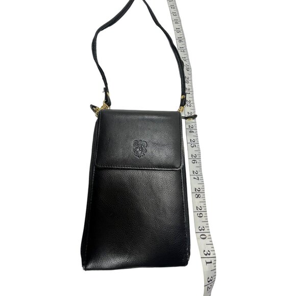 Black Leather Crossbody Bag With Adjustable Strap & Multiple Pockets 39I - Picture 6 of 11